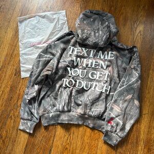 Lonely Ghost x Dutch Bros Camouflage Text Me When You Get to Dutch Hoodie NWT